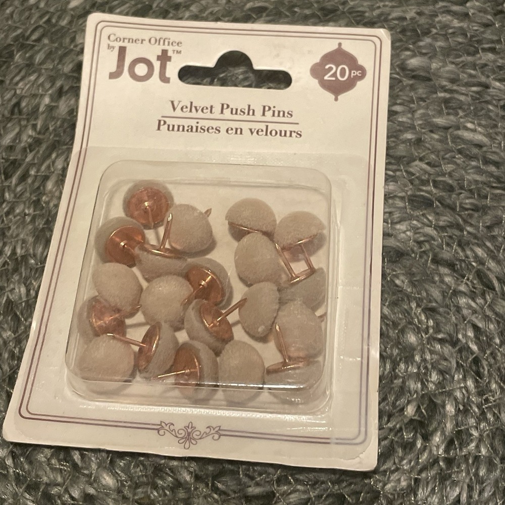 ✅Jot Velvet Push Pins 20pc Tan Beige Office Bulletin Board New #️⃣0842-46